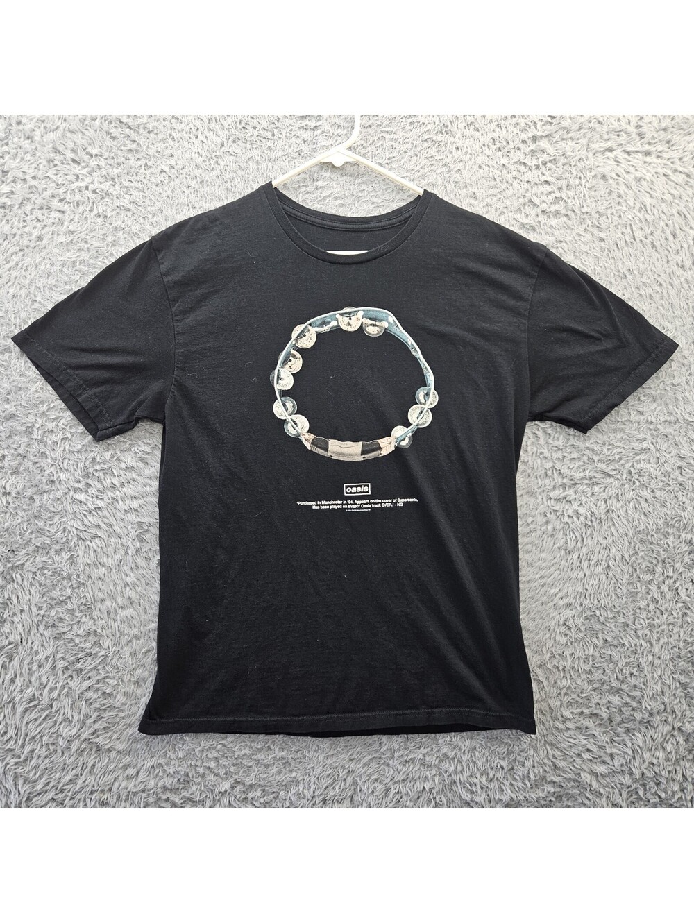OASIS Band T Shirt Vintage Reproduction Tambourine 1994 Men Large Black Cotton